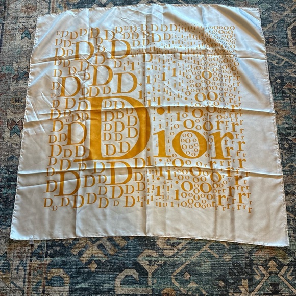 Dior Accessories - Christian Dior vintage monogram logo silk scarf ivory/gold